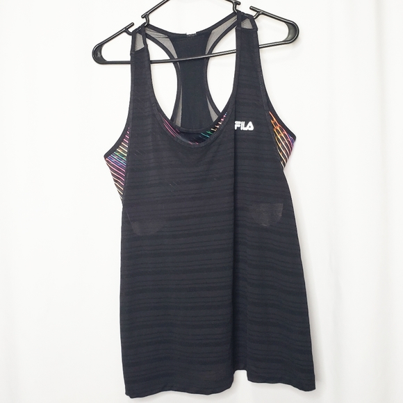 Fila Rainbow Bra Layered Workout Tank Athletic XL